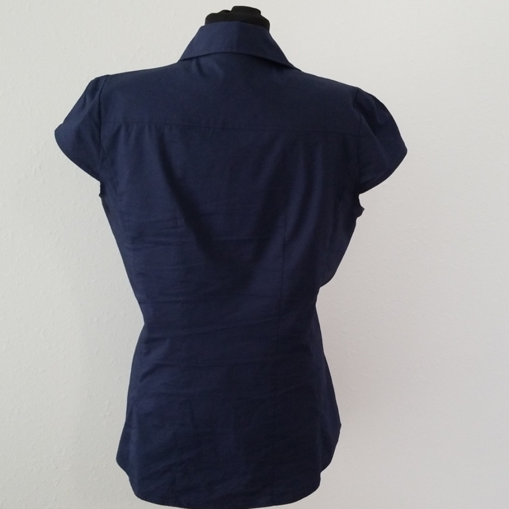 New York & Co Stretch Navy Short Sleeve Top Size M - Picture 4 of 4